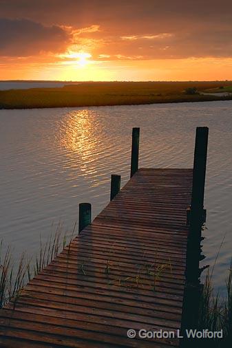 Dock At Sunset_27207.jpg - Photographed at Powderhorn Lake near Port Lavaca, Texas, USA.